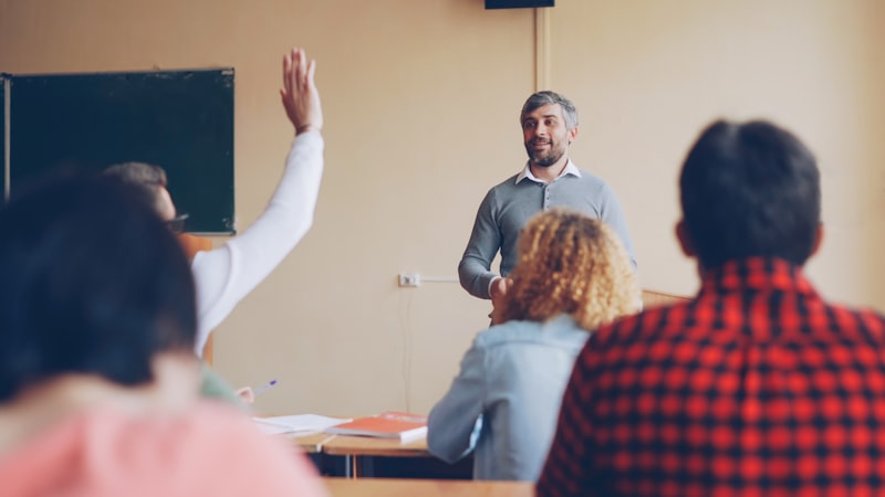 Teacher engaging with students in classroom