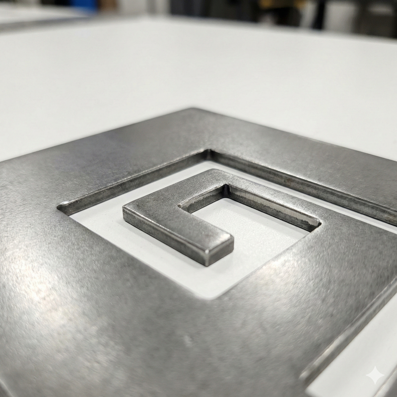 Finished CNC plasma cut sign in steel